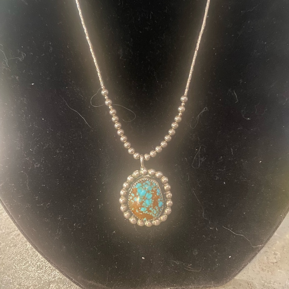 Vintage Turquoise and Sterling Silver Beaded Necklace